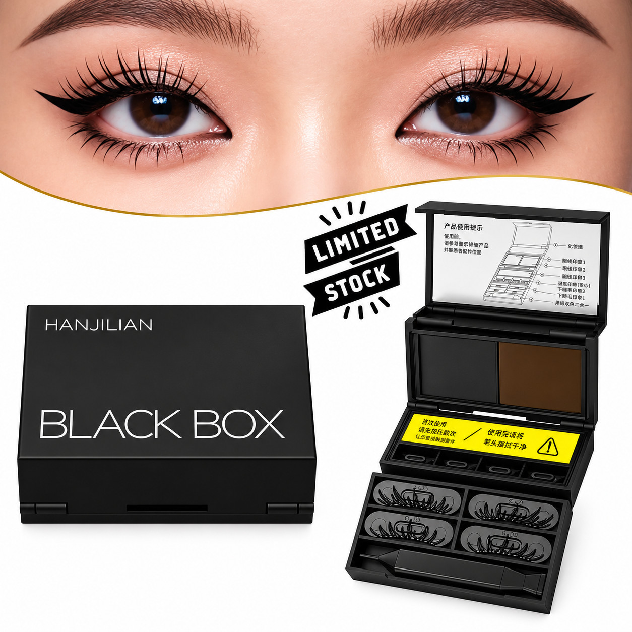 3-in-1 Portable Eye Makeup Kit: Lower Lash Stamp, Beauty Mark Dotter, Eyeliner 3-in-1 Portable Eye Makeup Kit: Lower Lash Stamp, Beauty Mark Dotter, Eyeliner