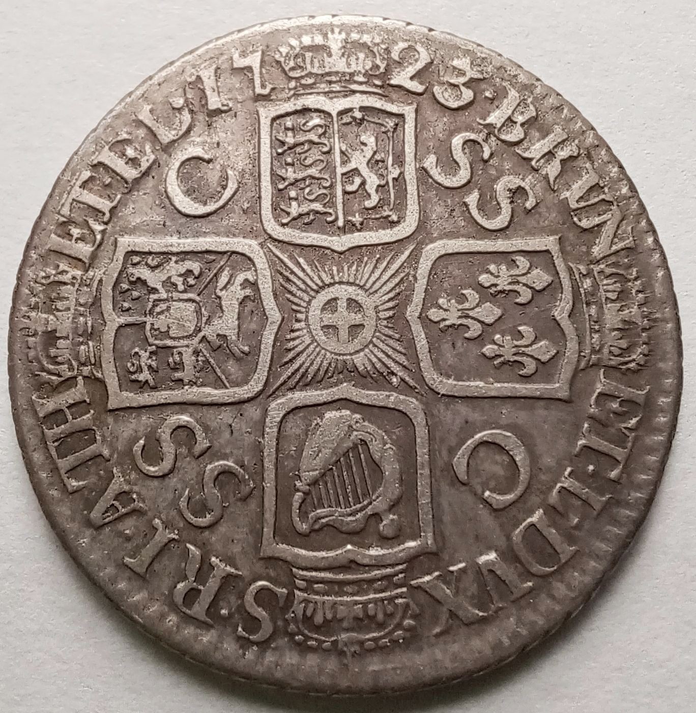 1723 George I SSC Silver Shilling South Sea Company Spink 3647 British Coin