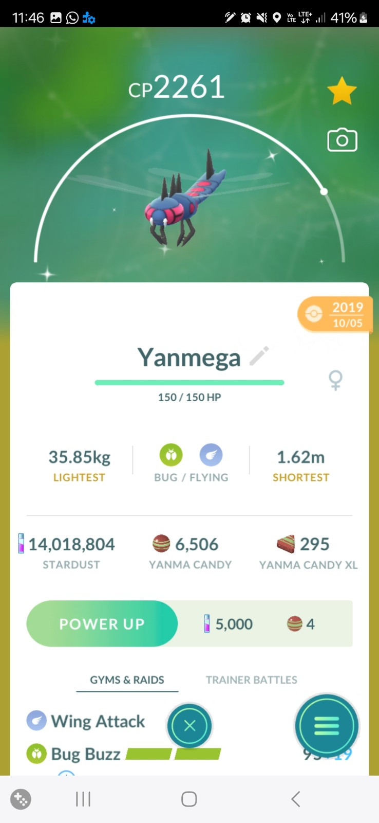 Pokemon Yanmega Shiny 2019 lucky guaranteed