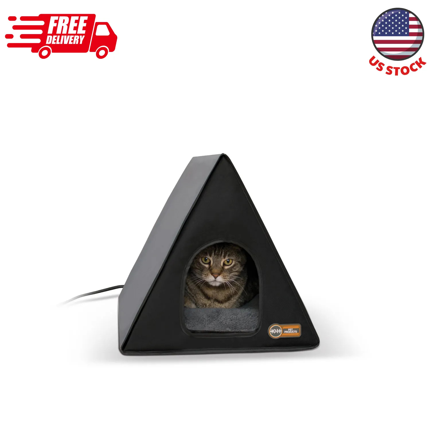 Heated A-Frame Pet Shelter Indoor Outdoor 18 x 14 Inch 20W Gray Black Heated A-Frame Pet Shelter Indoor Outdoor 18 x 14 Inch 20W Gray Black