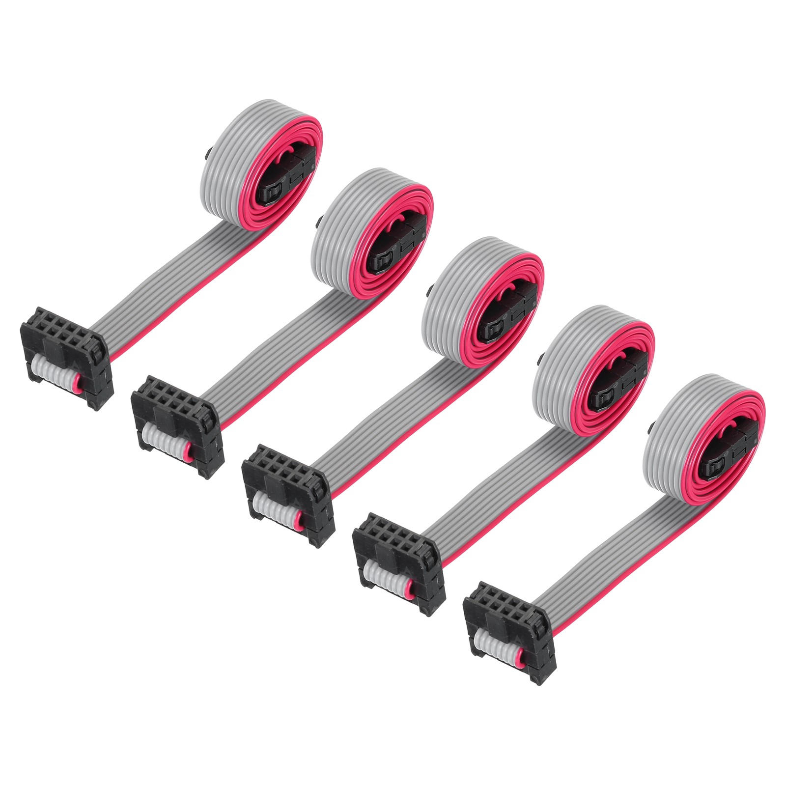 5Pcs IDC 8Pin Flat Ribbon Cable 1.27mm Pitch FC to FC Connector 30cm Length