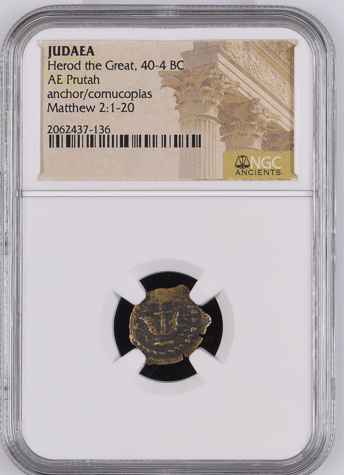 Herod the Great (40–4 BC) Judaea AE Prutah NGC Ancient