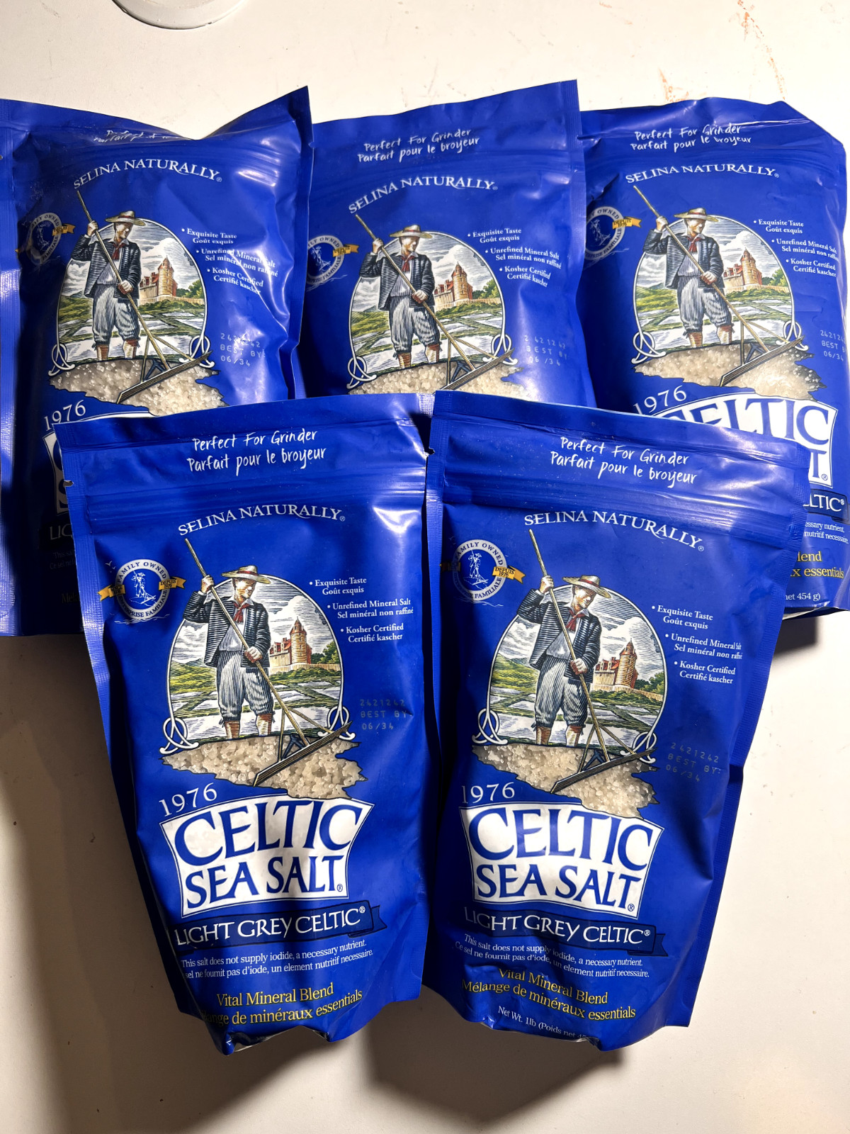 Selina Naturally Light Grey Celtic Sea Salt 1 Pound Resealable Bag 5 Bags Selina Naturally Light Grey Celtic Sea Salt 1 Pound Resealable Bag 5 Bags