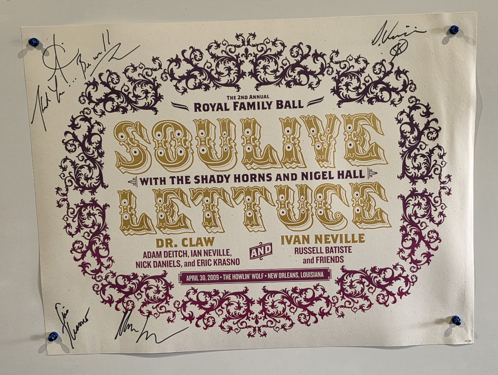 SIGNED 2009 Soulive Lettuce Ian Ivan Neville Poster New Orleans Jazz Fest Rare