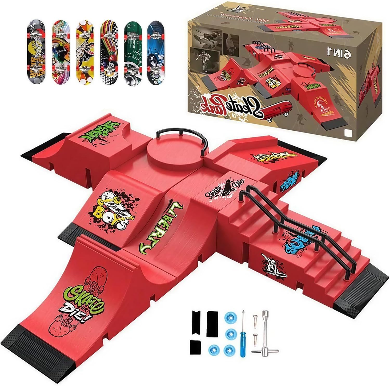 Fingerboard Skate Park Set Compatible with Tech Deck Skateboards, Featuring 6... Fingerboard Skate Park Set Compatible with Tech Deck Skateboards, Featuring 6...
