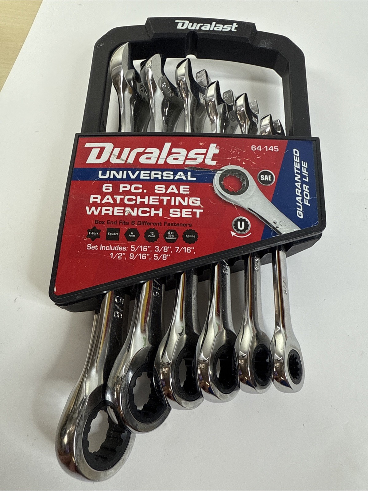 Duralast SAE Universal Ratcheting Wrench Set 6 Piece # 64-145 Duralast SAE Universal Ratcheting Wrench Set 6 Piece # 64-145
