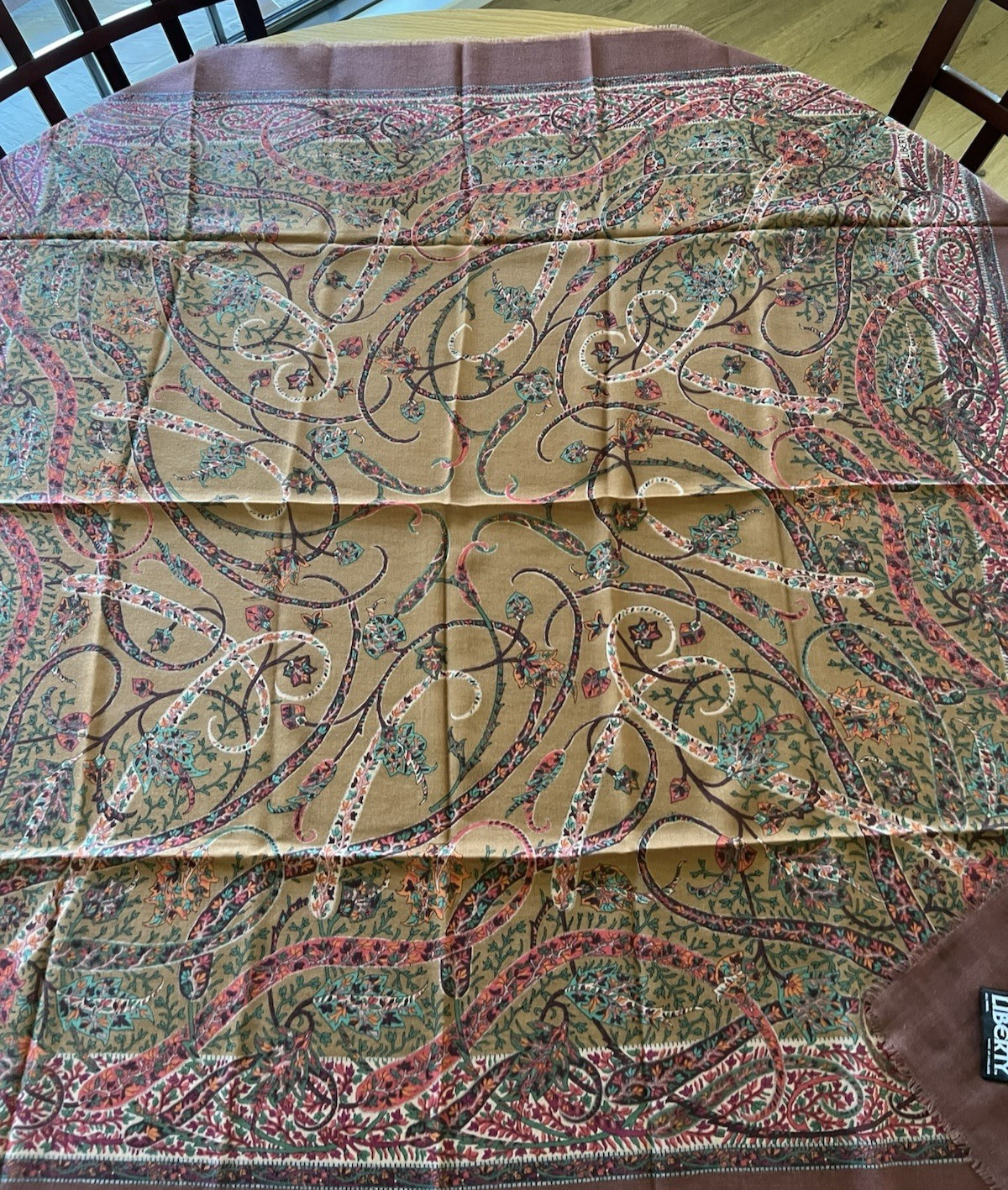 VTG Liberty Of London 100% Wool Shawl Wrap Scarf 52x52” Paisley Made in England