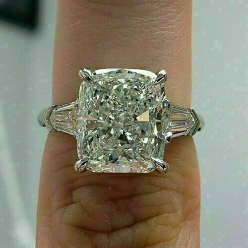 4.25 Ct Cushion Cut VVS1 Lab Created Diamond Engagement Wedding 925 Silver Ring