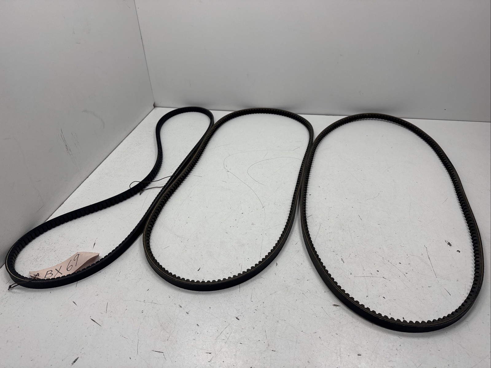 (Qty.3) Bando Power King , Carlisle Gold Ribbon BX69 , BX-69 , Cogged V-belts (Qty.3) Bando Power King , Carlisle Gold Ribbon BX69 , BX-69 , Cogged V-belts