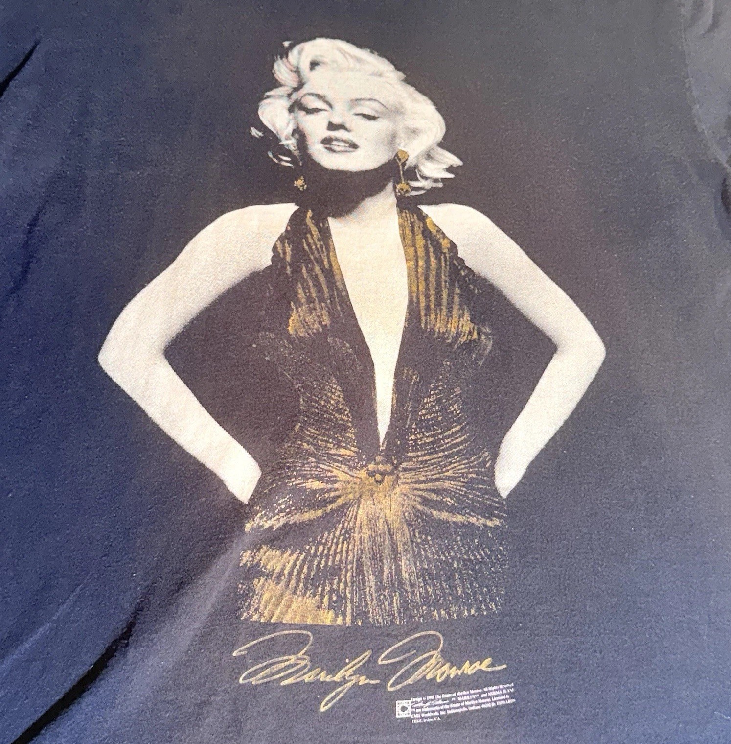 Vintage 1995 Marilyn Monroe Official Licensed Tee Shirt Size XL Made In USA Gold