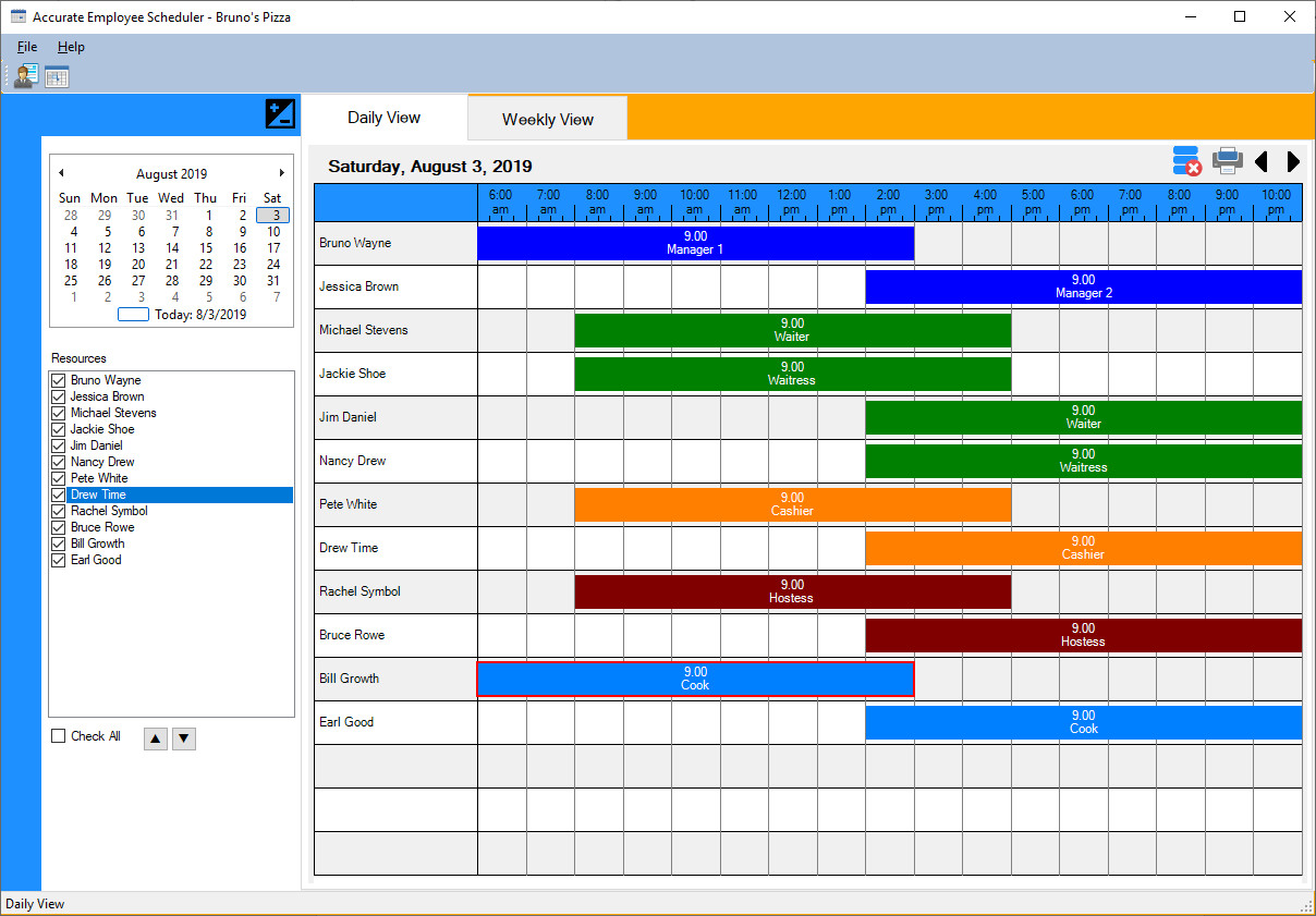 Accurate Employee Scheduler for Microsoft Windows PC Business Schedule Creator 