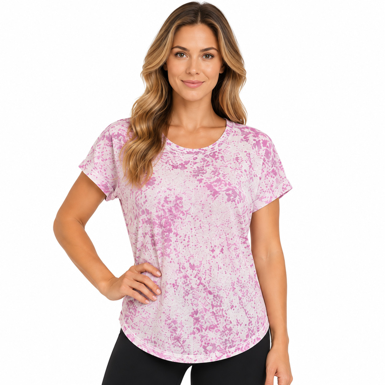 NWT Lululemon Back in Action Short Sleeve Wash Shirt Size 12 Pink Tie Dye