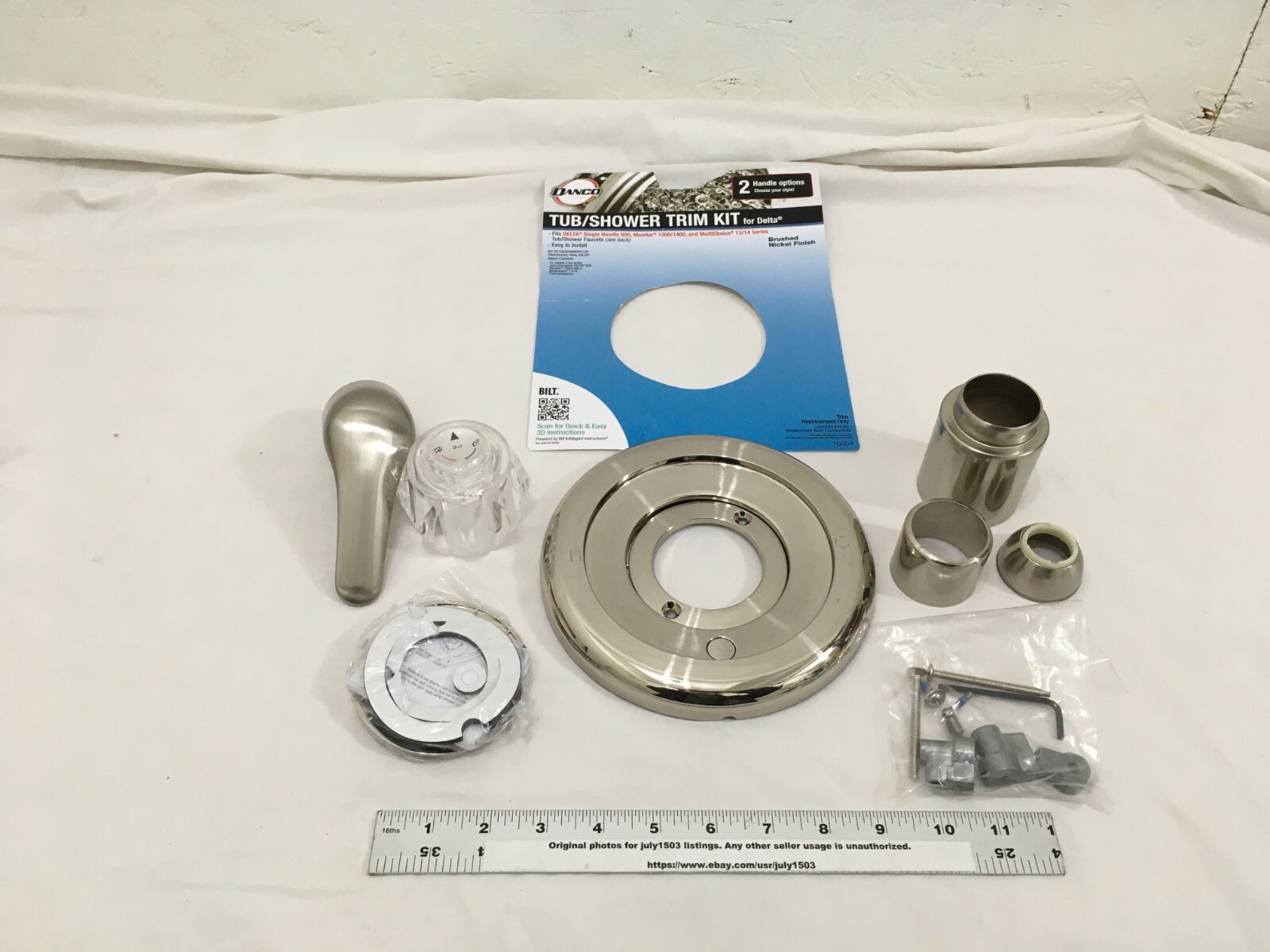 (1) NEW Danco Tub/Shower Trim Kit for Delta - BRUSHED NICKEL - 10004 (ob)