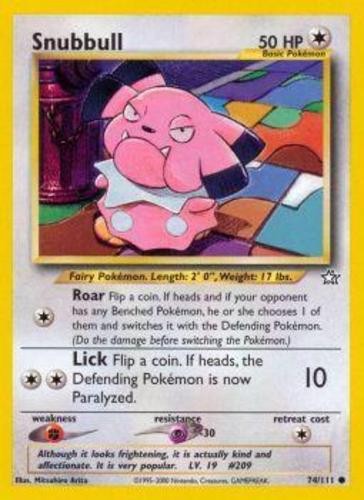 Snubbull - 74/111 - Common - Unlimited Edition (Damaged) Neo Genesis - Colorless
