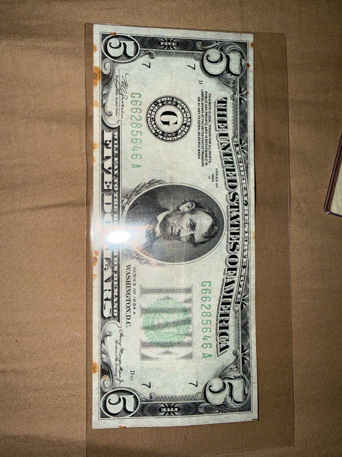 1934 A - $5 Five Dollar Federal Reserve Note FRN Chicago Green Seal Rare 1934 A - $5 Five Dollar Federal Reserve Note FRN Chicago Green Seal Rare