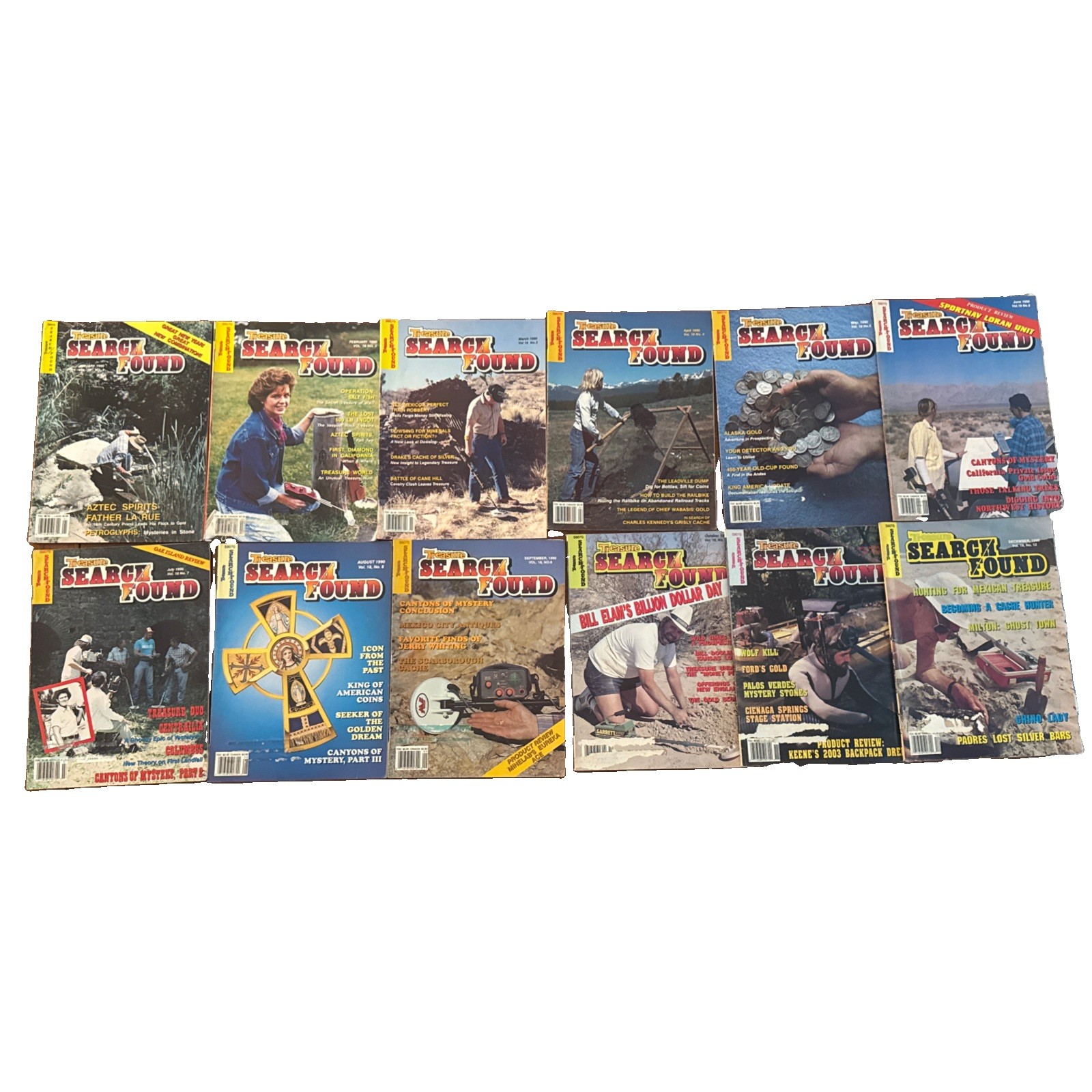 Vintage Treasure Search Magazine Lot of 12 1990 Gold Metal Detecting Relics