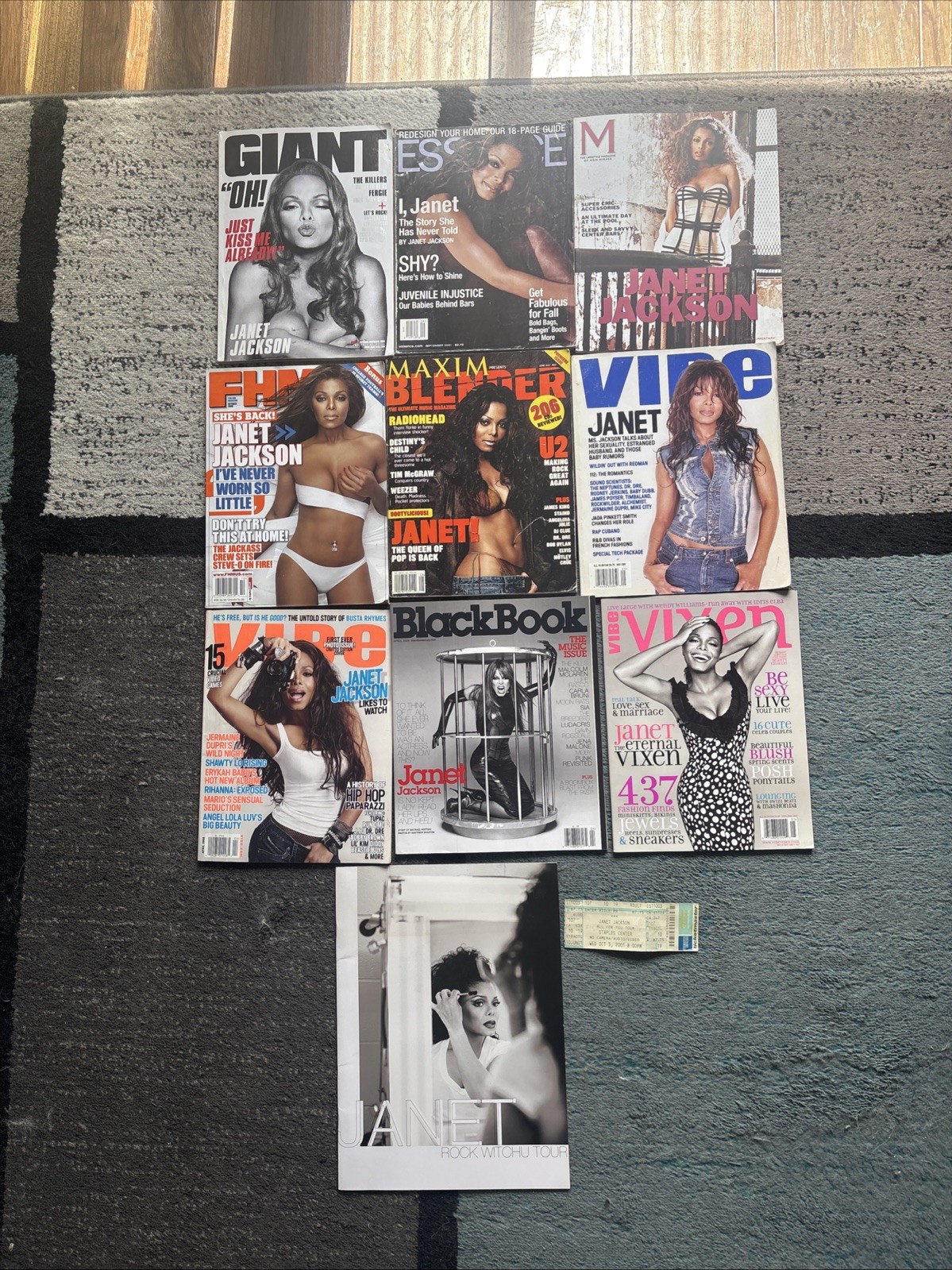 Janet Jackson Tour Program Magazines Ticket Stub Lot Vibe Giant Maxim FHM Janet Jackson Tour Program Magazines Ticket Stub Lot Vibe Giant Maxim FHM
