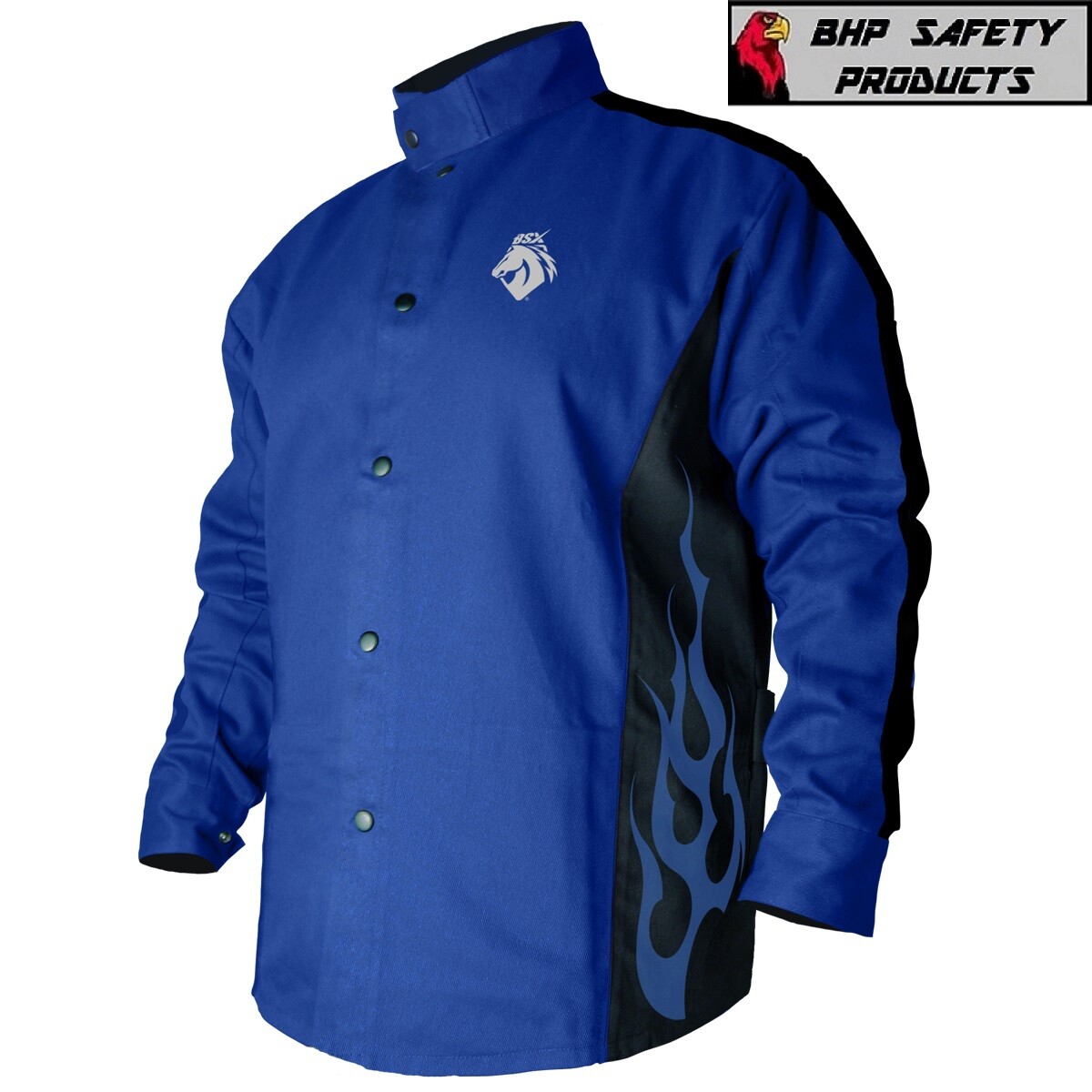 Revco Black Stallion BSX BXRB9C Blue FR Welding Jacket w/Blue Flames (SM - 4XL)
