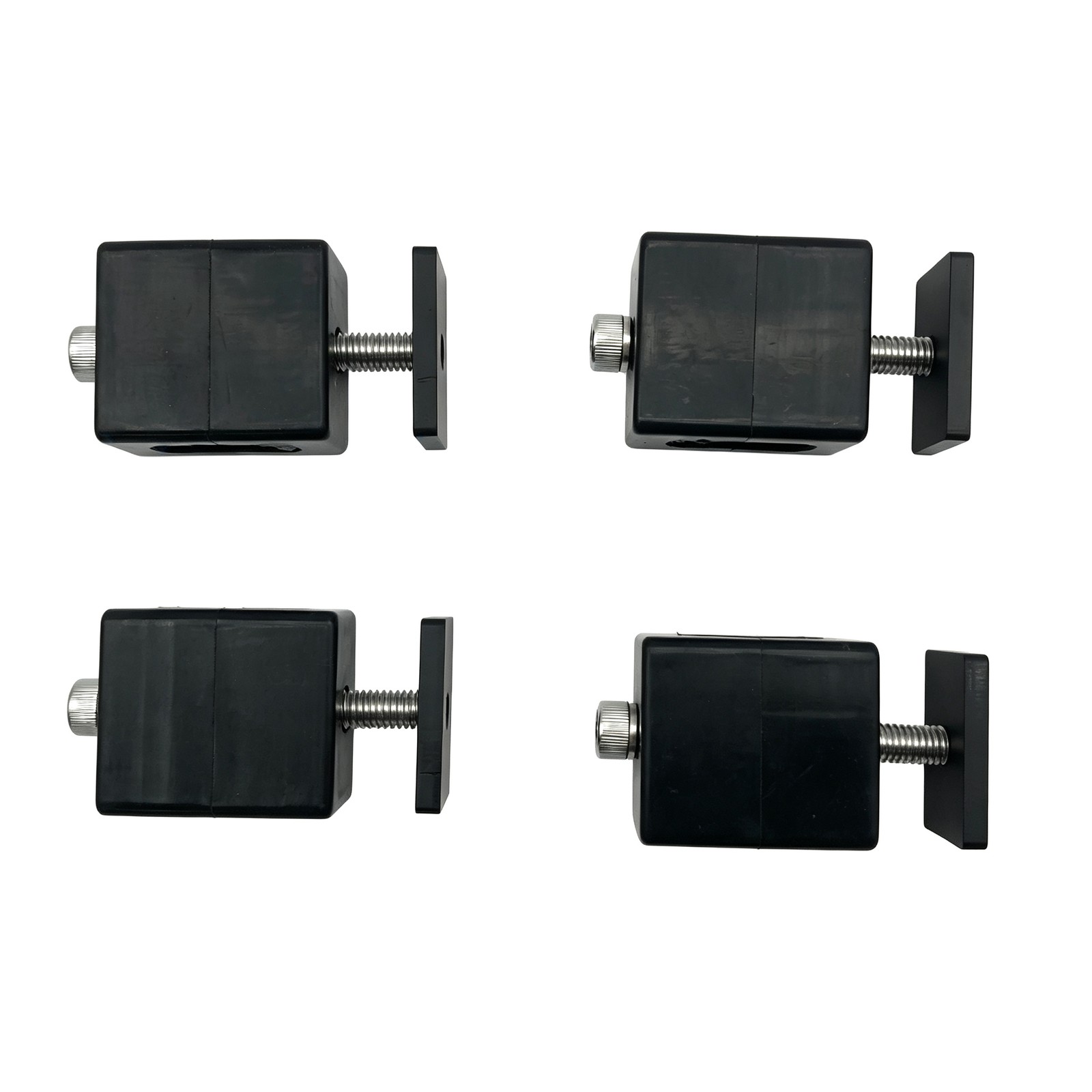 4 Set Truck Bed Stake Pocket Mounting Kit Stainless Steel w/ Black Rubber Blocks
