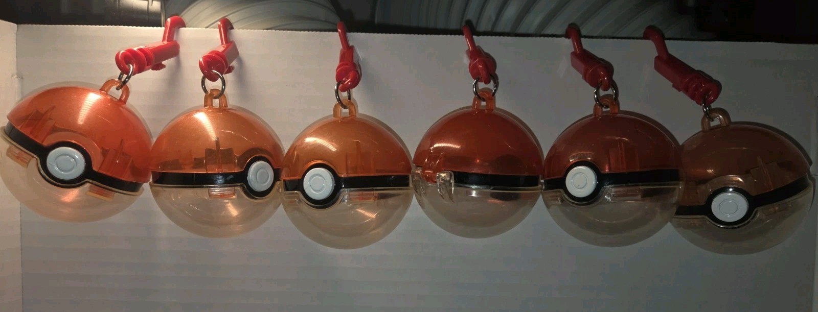 6 Vintage 1998 Clear Keychain Pokeballs 6 Vintage 1998 Clear Keychain Pokeballs