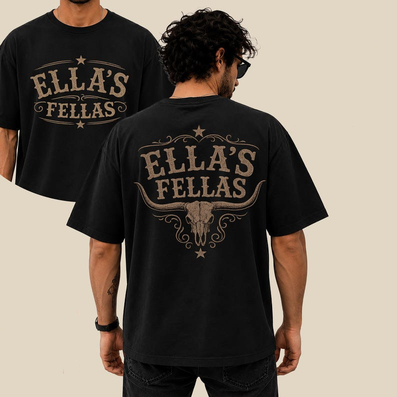 Ella\'s fellas shirt,Member Ellas fellas club,Ellas Fellas Retro Western Shirt