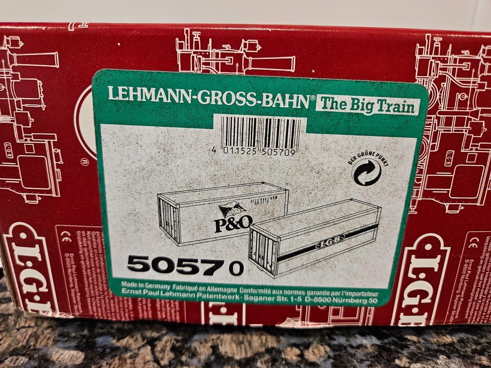 LGB G Gauge 1:22.5 Container 2 Pack 50570 Lot #BLK90, New old stock