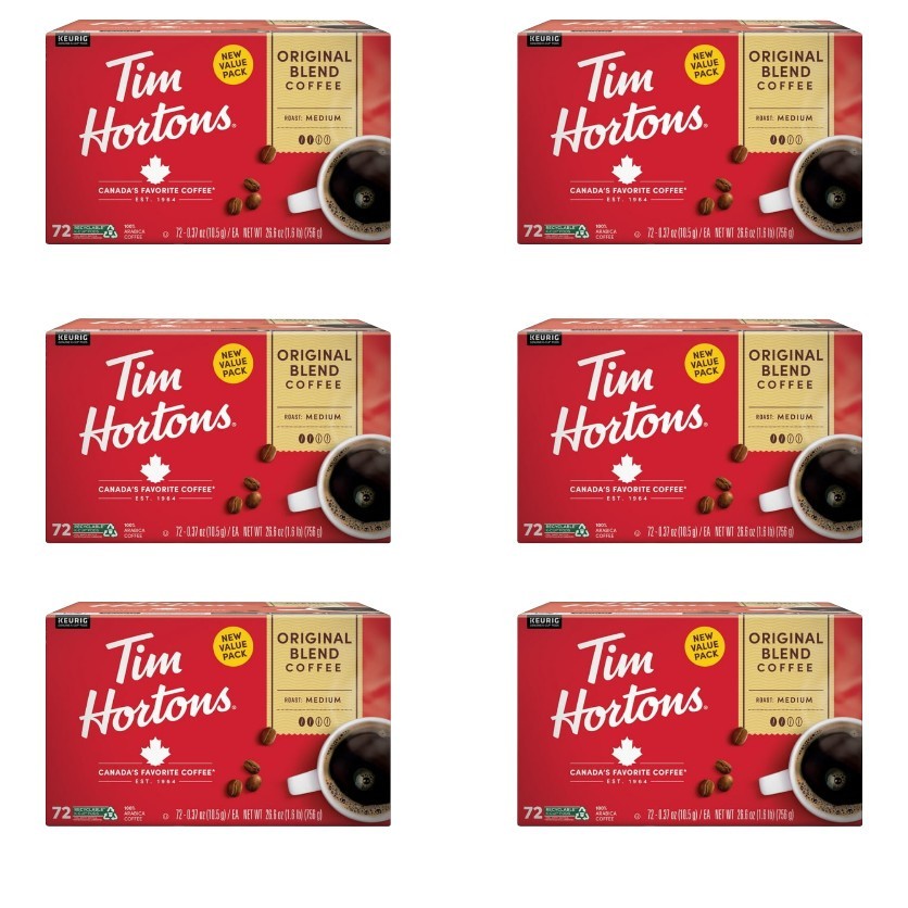 Tim Hortons Original Blend K-Cups Medium Roast 72ct × 6 | 432 Pods Total