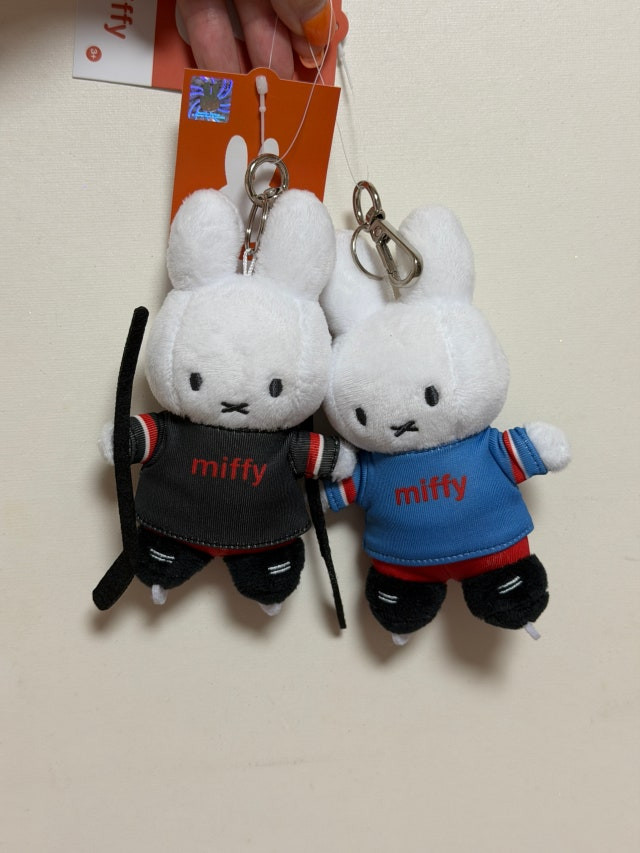Miffy Winter Sports Ice Hockey Plush Keychain Blue Black 2pc Set Official