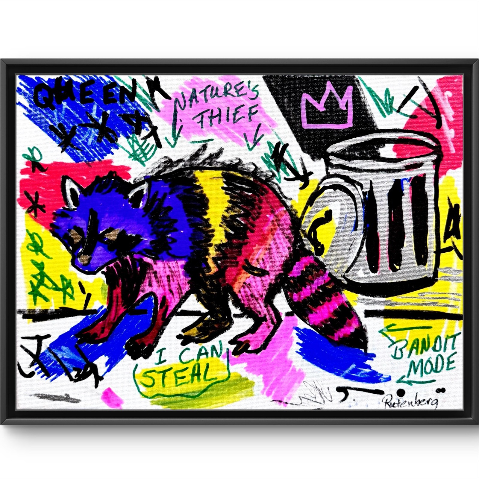 Rutenberg Original 9x12 Expressionist Raccoon Nature's Thief Painting Signed 035