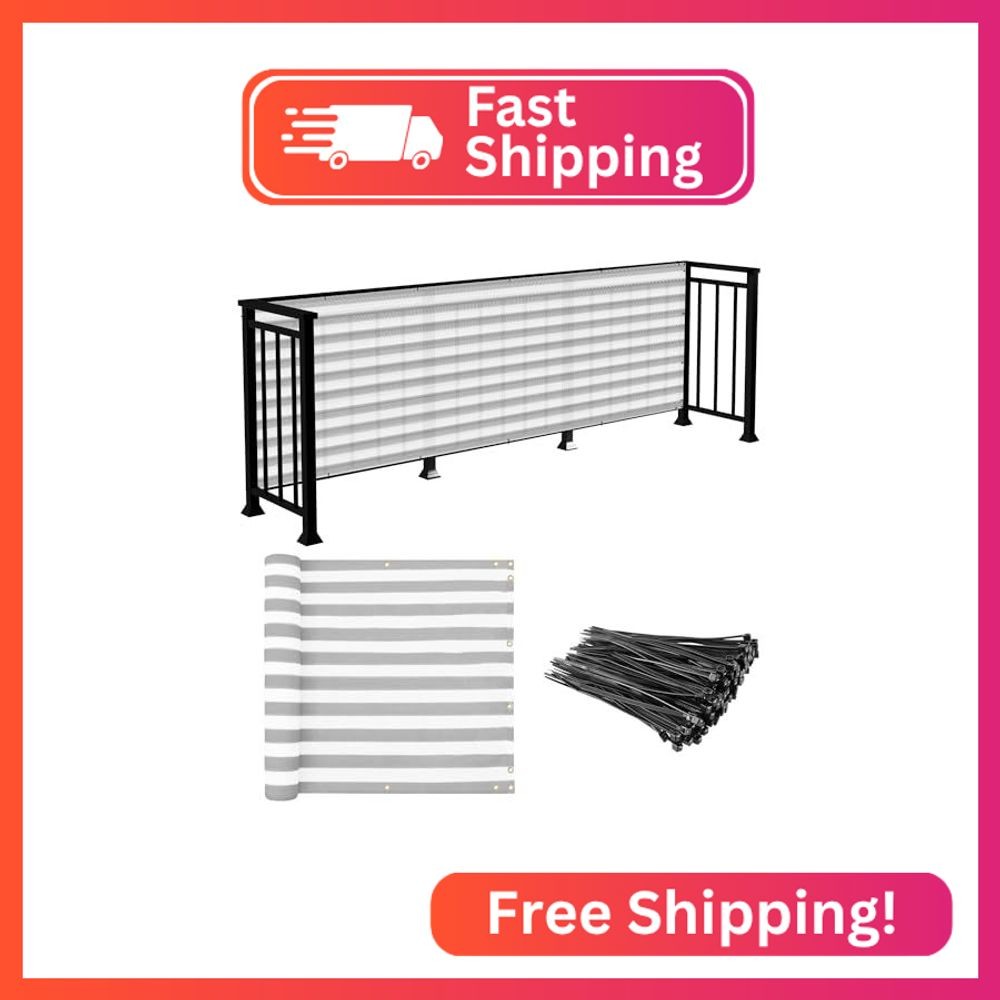 E&K Sunrise 3\' x 25\' Balcony Privacy Fence Screen Cover with Zip Ties Outdoor Sc