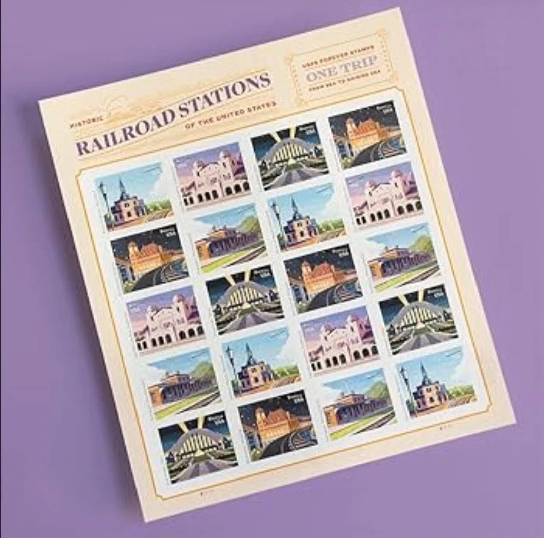 2023 Railway Station Permanent Stamps, 100 stamps.Creative stamp collectibles 2023 Railway Station Permanent Stamps, 100 stamps.Creative stamp collectibles