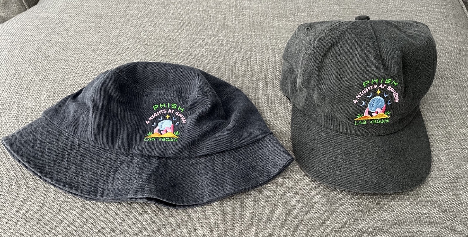 Phish Official Dry Goods Sphere 2024 Hats, Dad Hat + Bucket Hat, Never Worn Phish Official Dry Goods Sphere 2024 Hats, Dad Hat + Bucket Hat, Never Worn