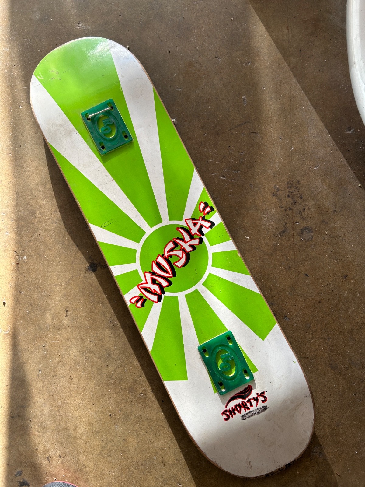 VINTAGE Chad Muska 2001 Rising Sun Shorty’s Skateboard Deck Green