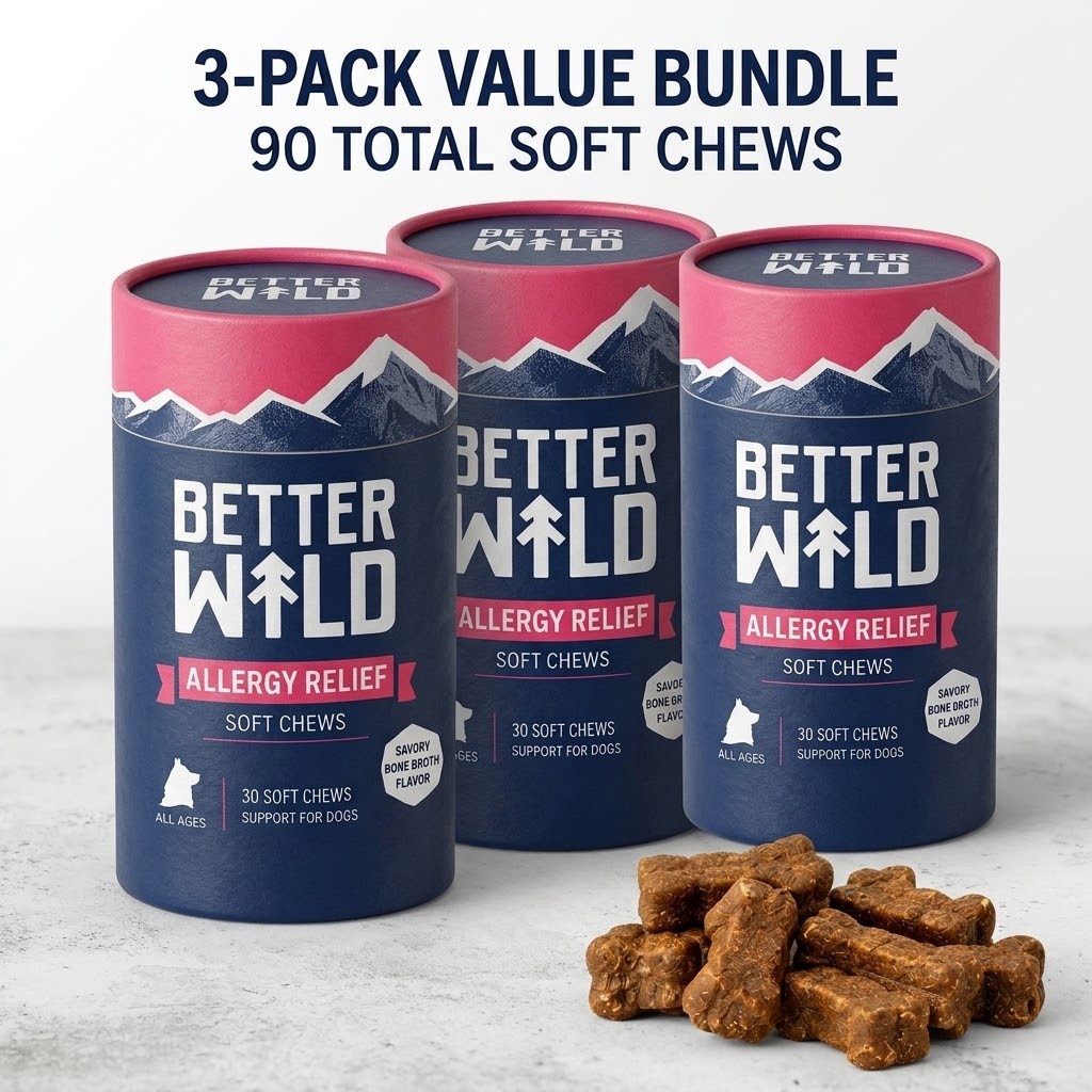 3 X Better Wild Dog Allergy Relief Soft Chews 30 - Full 90-Day Supply ( NEW ) 3 X Better Wild Dog Allergy Relief Soft Chews 30 - Full 90-Day Supply ( NEW )