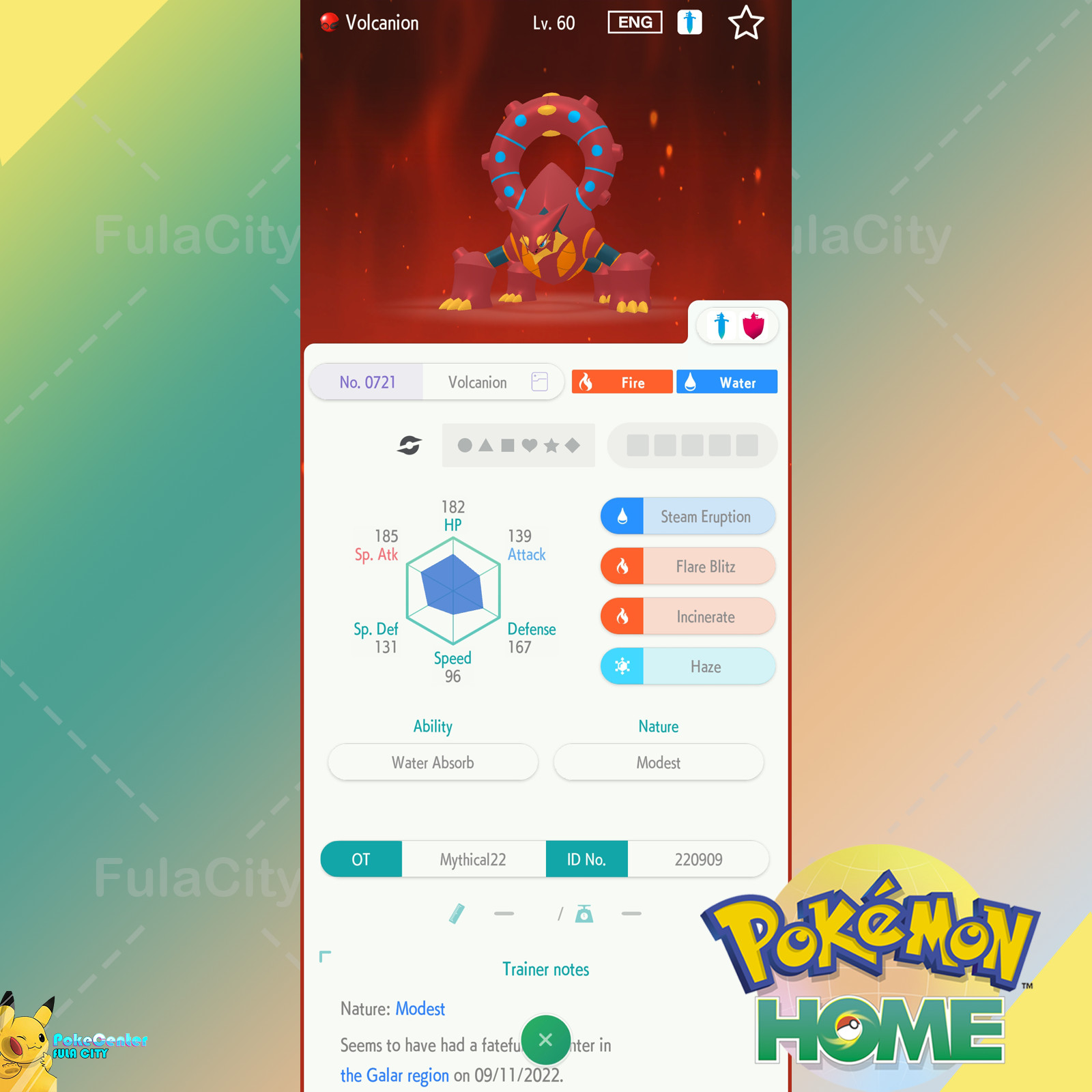 Volcanion 🟢Event GameStop Mythical22 🟡 Pokemon HOME Trade🟢