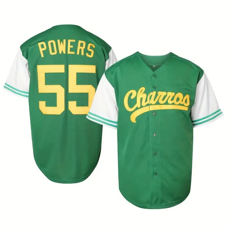 Green Men\'s Baseball Jerseys 55 Kenny Powers Eastbound & Down Charros Myrtle
