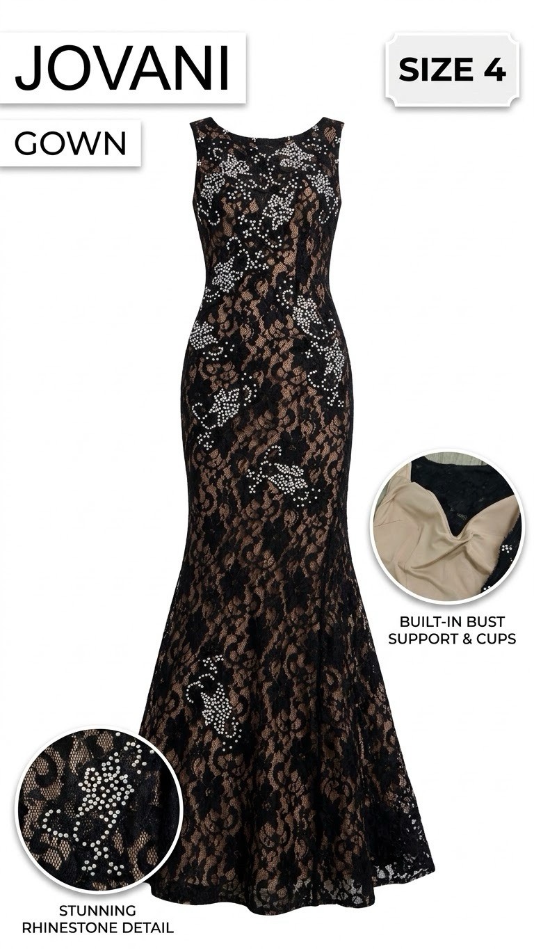 Jovani Women\'s Lace and Rhinestone Evening Gown Size 4