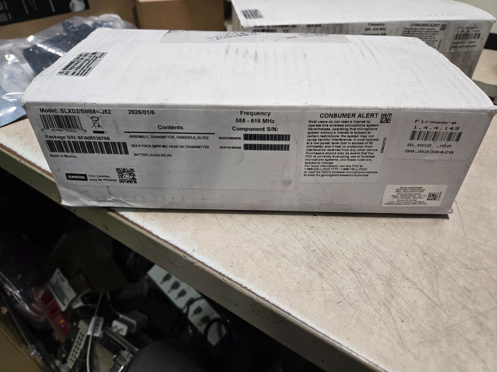 SEALED Shure SLXD2/SM58 Band J52 Wireless Microphone Transmitter, 558-616 MHz