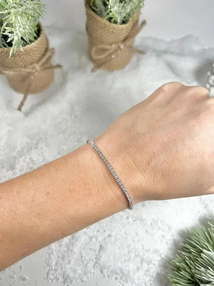 2.90CT Round Earth Mined Diamond Tennis Bracelet For Wedding 14k White Gold