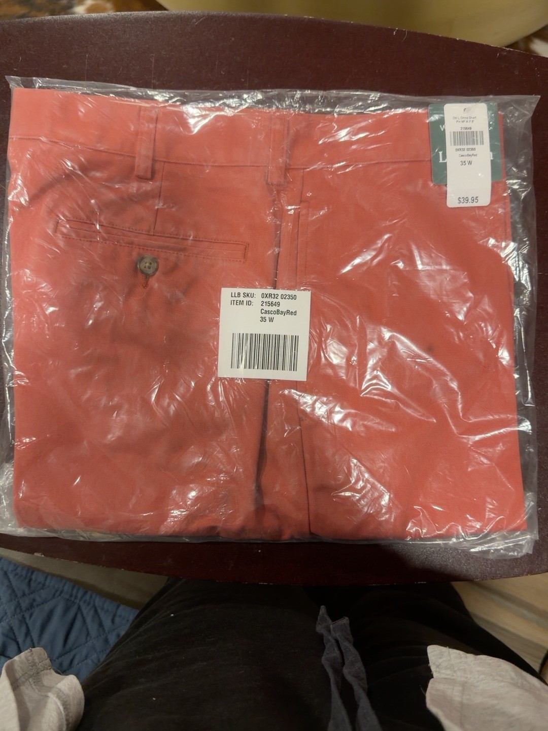 L.L.Bean Double L Chino Shorts Mens 35W Casco Bay Red Pleated 8” NWT NEW