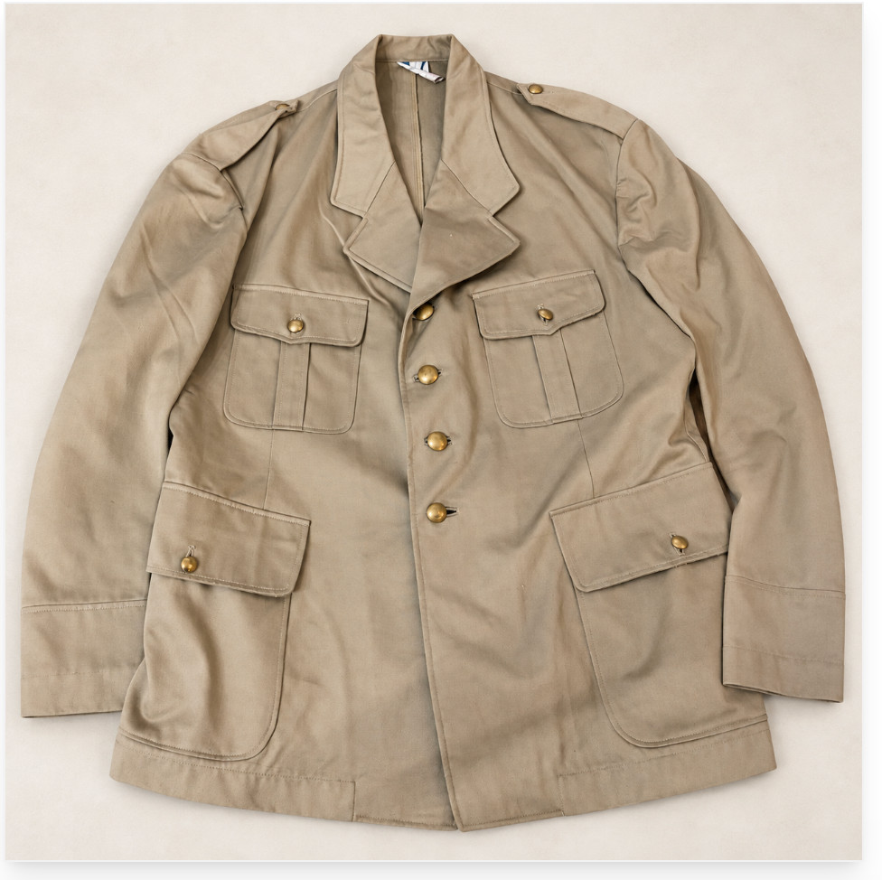 VTG French Army Khaki Service Dress Uniform Jacket J Veyrier Paris Limoges 17