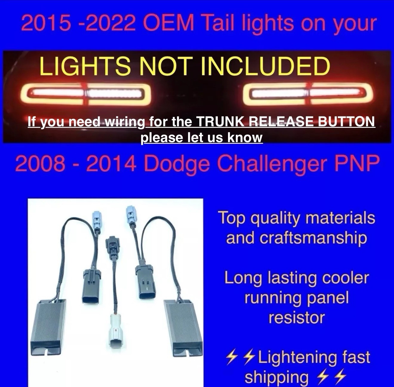 DODGE CHALLENGER 2008 -2014 TO 2015 + LED SRT  TAILLIGHT CONVERSION HARNESS