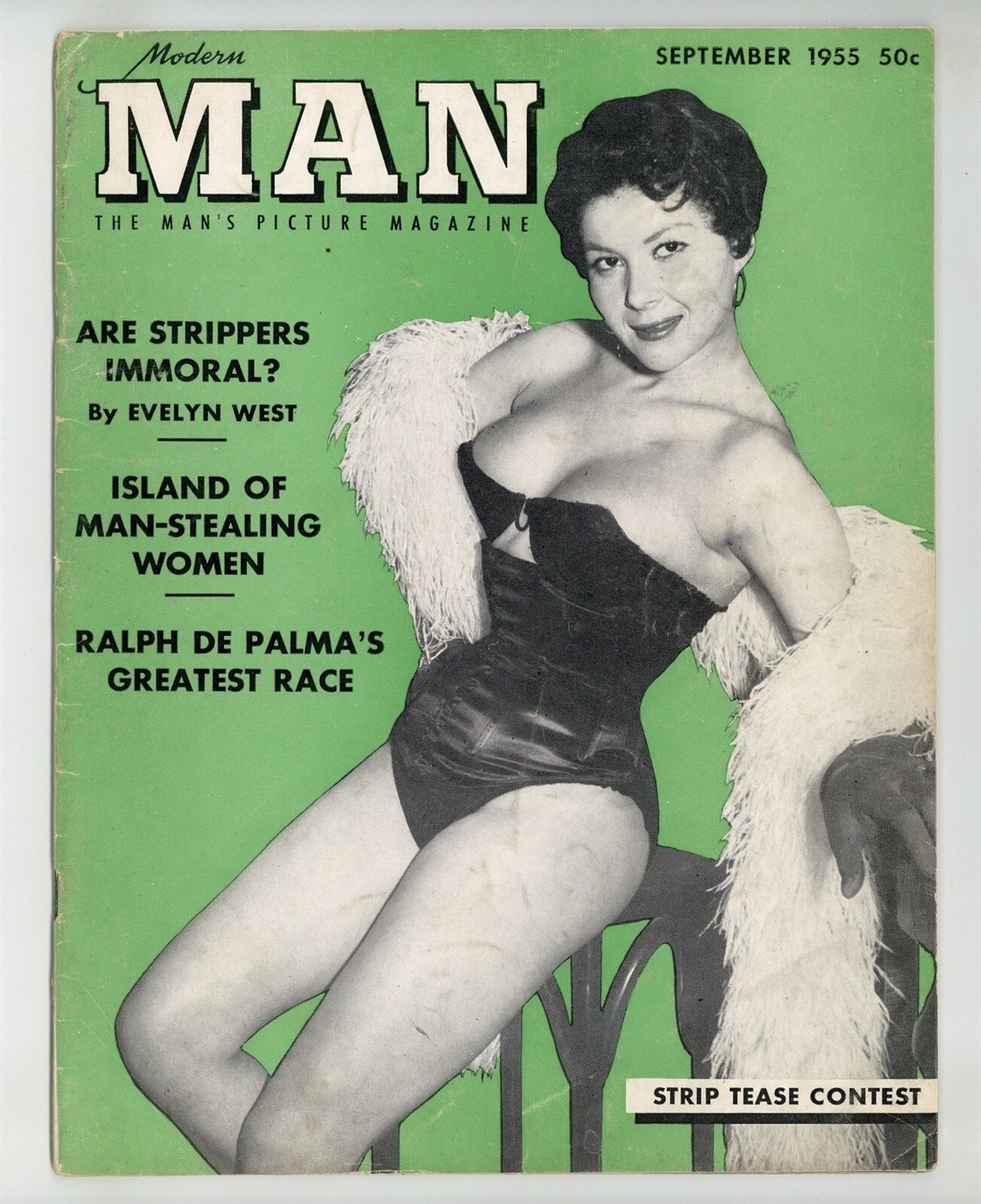 Modern Man 1955 Renee Lovelle, Evelyn West 52pgs Pinup Magazine M35776 