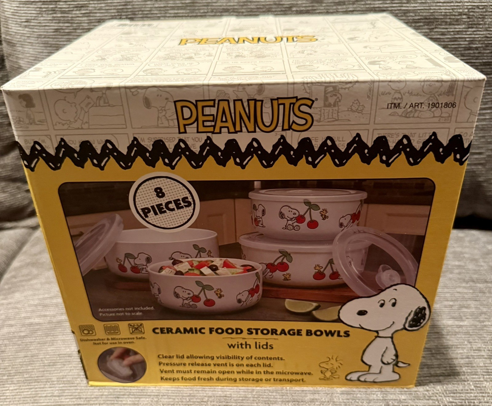 Peanuts Snoopy 8 Piece Ceramic Food Storage set Bowls With Lids Cherries Costco Peanuts Snoopy 8 Piece Ceramic Food Storage set Bowls With Lids Cherries Costco