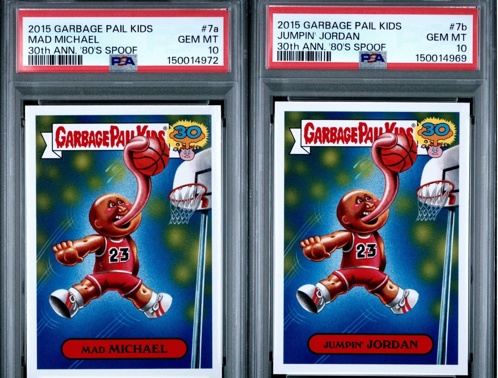 PSA 10 SET- Garbage Pail Kids 30th Anniversary 7a Mad Michael & 7b Jumpin Jordan PSA 10 SET- Garbage Pail Kids 30th Anniversary 7a Mad Michael & 7b Jumpin Jordan