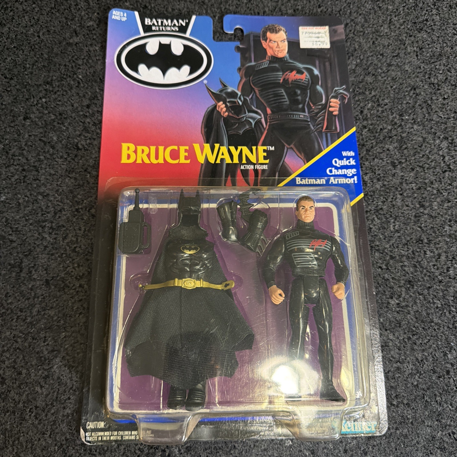 VTG 1991 Kenner Batman Returns Bruce Wayne Quick Change Armor Action Figure Moc