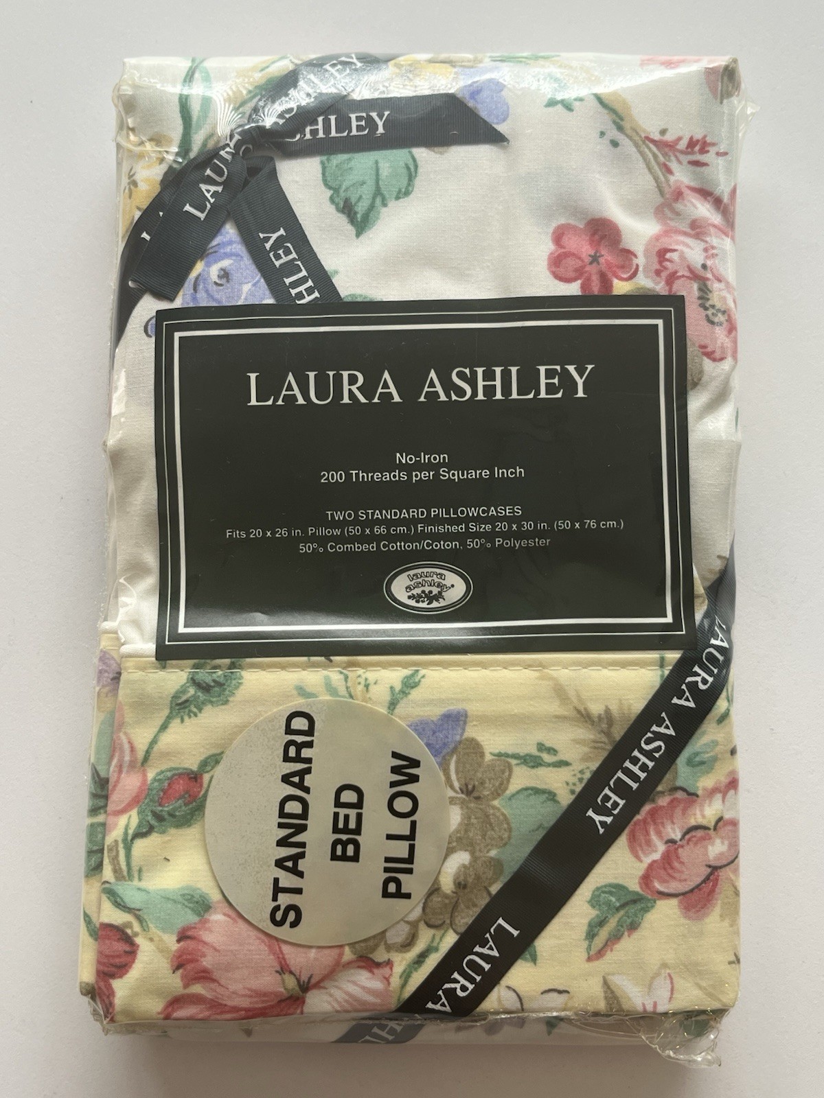 NEW Vintage Laura Ashley Juliette Pillowcases Set 2 Standard Floral Made in USA