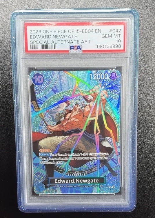 One Piece TCG Edward Newgate OP15 Alt Art Foil SP SR PSA 10