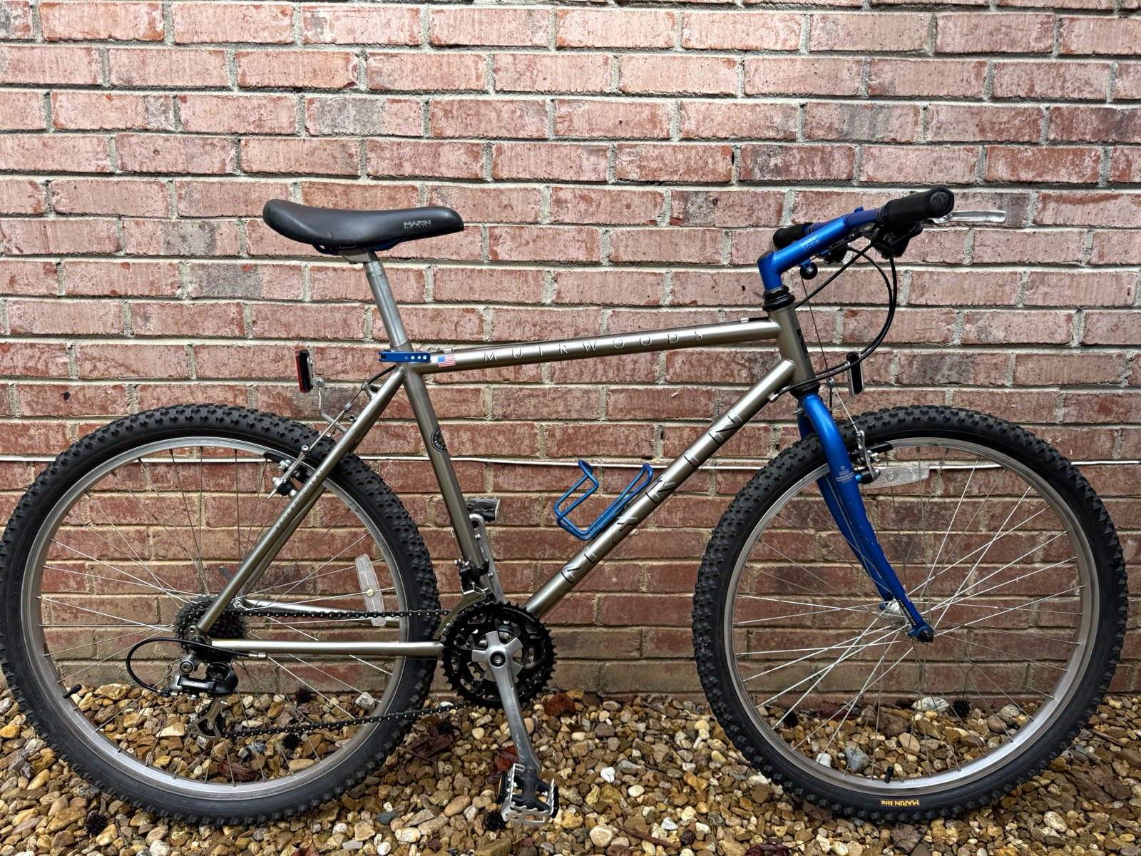 Vintage Marin Muirwoods Mountain Bike 19in Frame 21 Speed Beige Blue Flat Bar