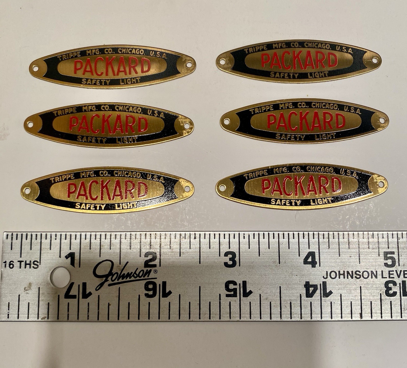 6 Vintage NOS Packard Trippe Safety Light Badges Emblems Auto Car Hot Rod USA